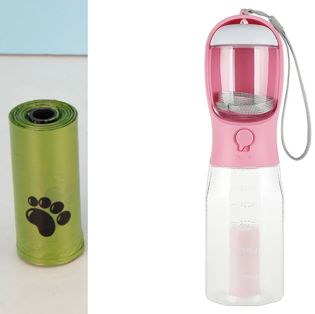 PawFix’s Premium 3-in-1 Pet Water & Food Bottle with Waste Bag Holder